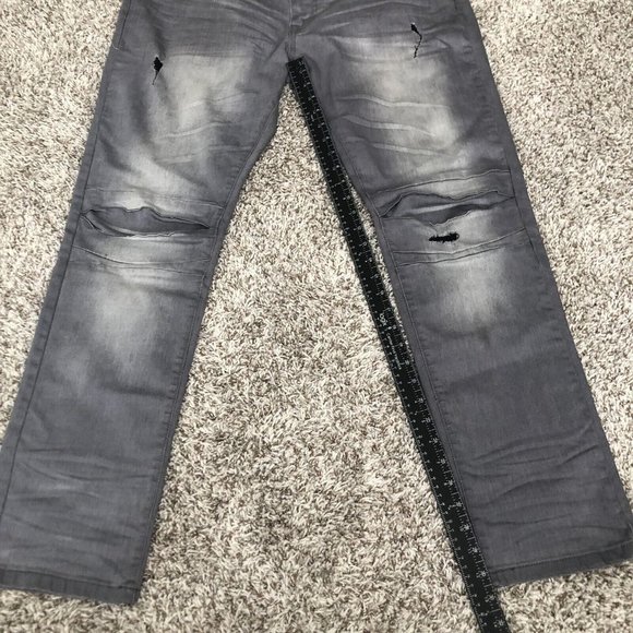 Smoke Rise Men's Black Fashion Distressed Rip Moto Denim Jean sz 40x32 - Picture 7 of 12
